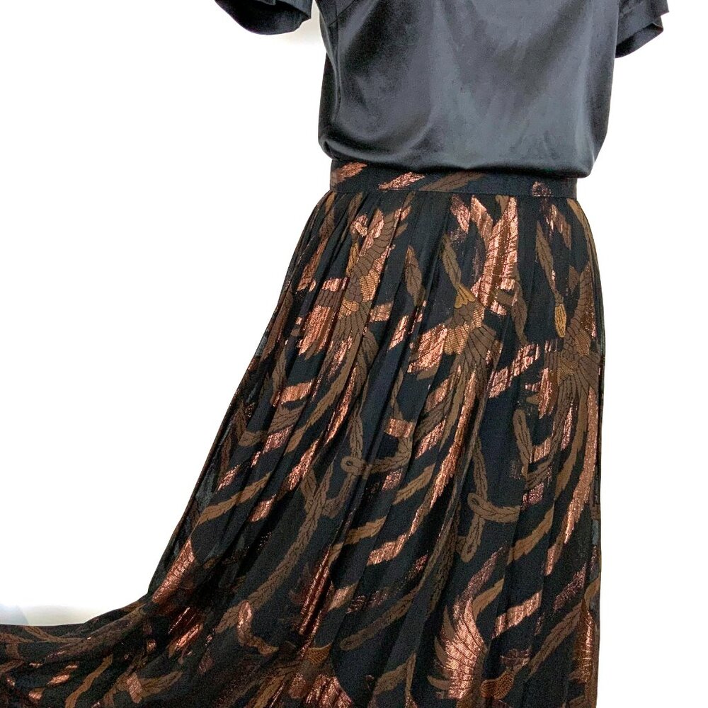 Vintage Evan Picone Pleated Maxi Evening Skirt Black Metallic Phoenix Sz 10 - 8 - Picture 4 of 16
